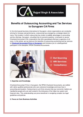 Benefits of Outsourcing Accounting and Tax Services to Gurugram CA Firms