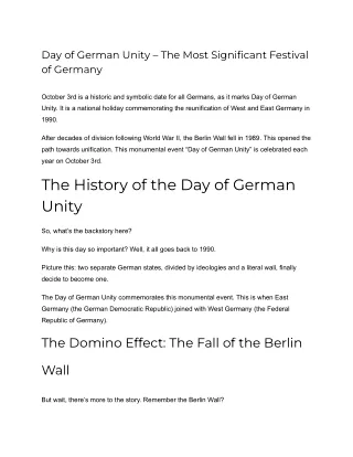 Day of German Unity – The Most Significant Festival of Germany