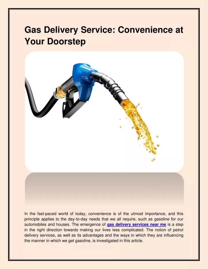 gas delivery service convenience at your doorstep