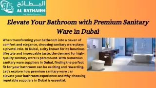 Elevate Your Bathroom with Premium Sanitary Ware in Dubai