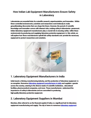 How Indian Lab Equipment Manufacturers Ensure Safety in Laboratory