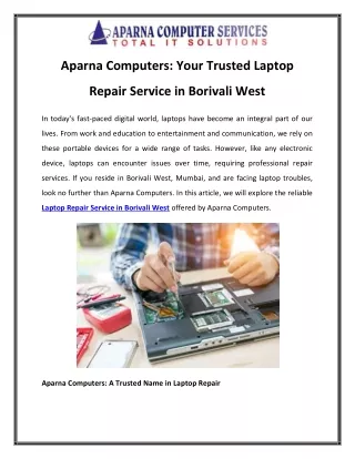 Aparna Computers Your Trusted Laptop Repair Service in Borivali West