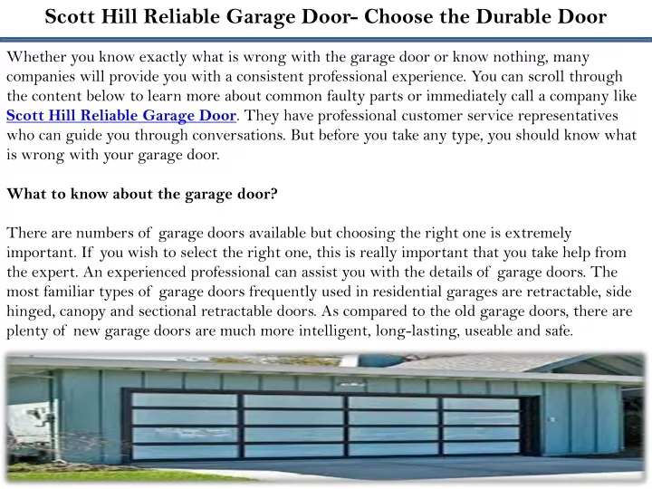 scott hill reliable garage door choose