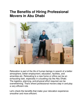 The Benefits of Hiring Professional Movers in Abu Dhabi