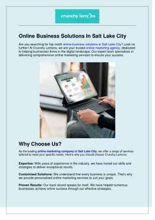 Online Business Company In Salt Lake City