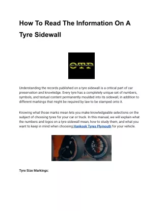 How To Read The Information On A Tyre Sidewall