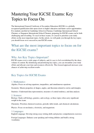 Mastering Your IGCSE Exams Key Topics to Focus On