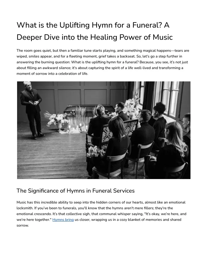 what is the uplifting hymn for a funeral a deeper