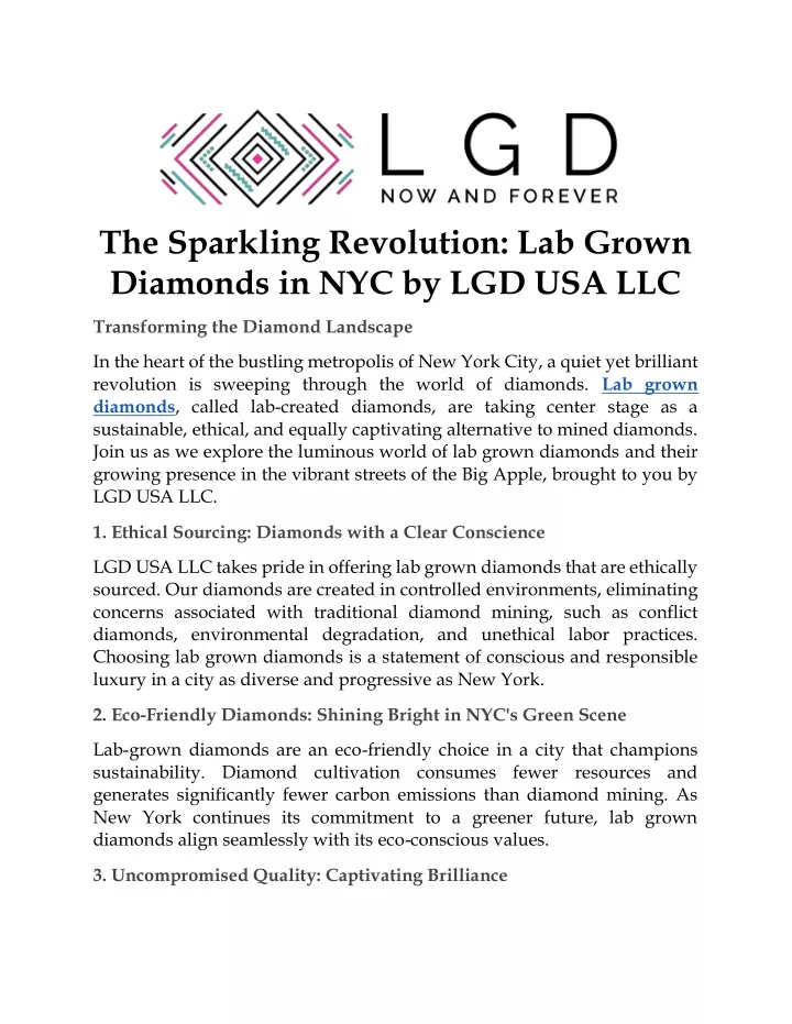 the sparkling revolution lab grown diamonds