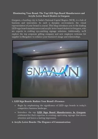 Illuminating Your Brand The Top LED Sign Board Manufacturers and Acrylic Letter Board Dealers in Gurgaon