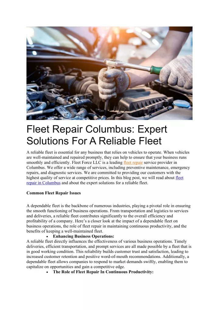 fleet repair columbus expert solutions