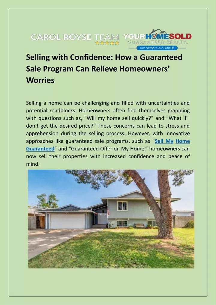 selling with confidence how a guaranteed sale