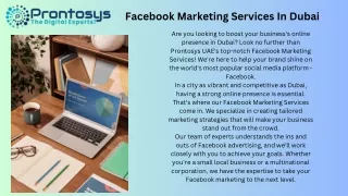 Facebook Marketing Services In Dubai - Prontosys UAE