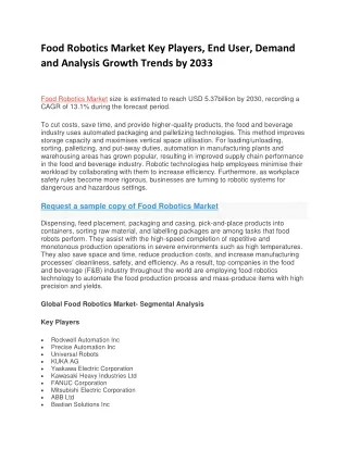 food robotics market key players end user demand