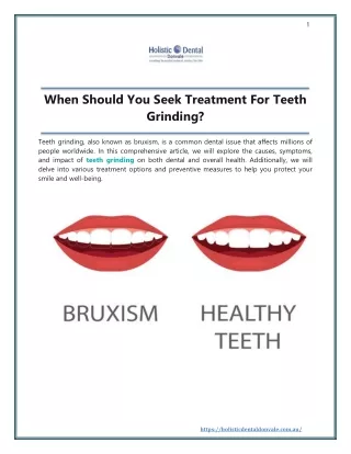 When Should You Seek Treatment For Teeth Grinding holistic dental donvale