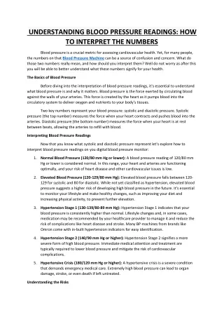 Understanding Blood Pressure Readings How to Interpret the Numbers
