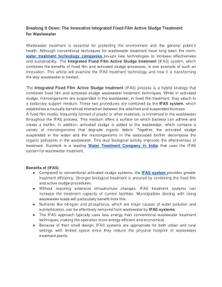 Breaking It Down_ The Innovative Integrated Fixed Film Active Sludge Treatment for Wastewater.docx