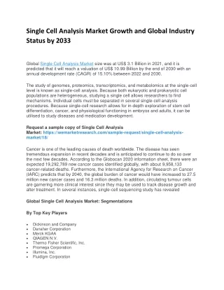 single cell analysis market growth and global