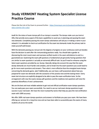 study vermont heating system specialist license