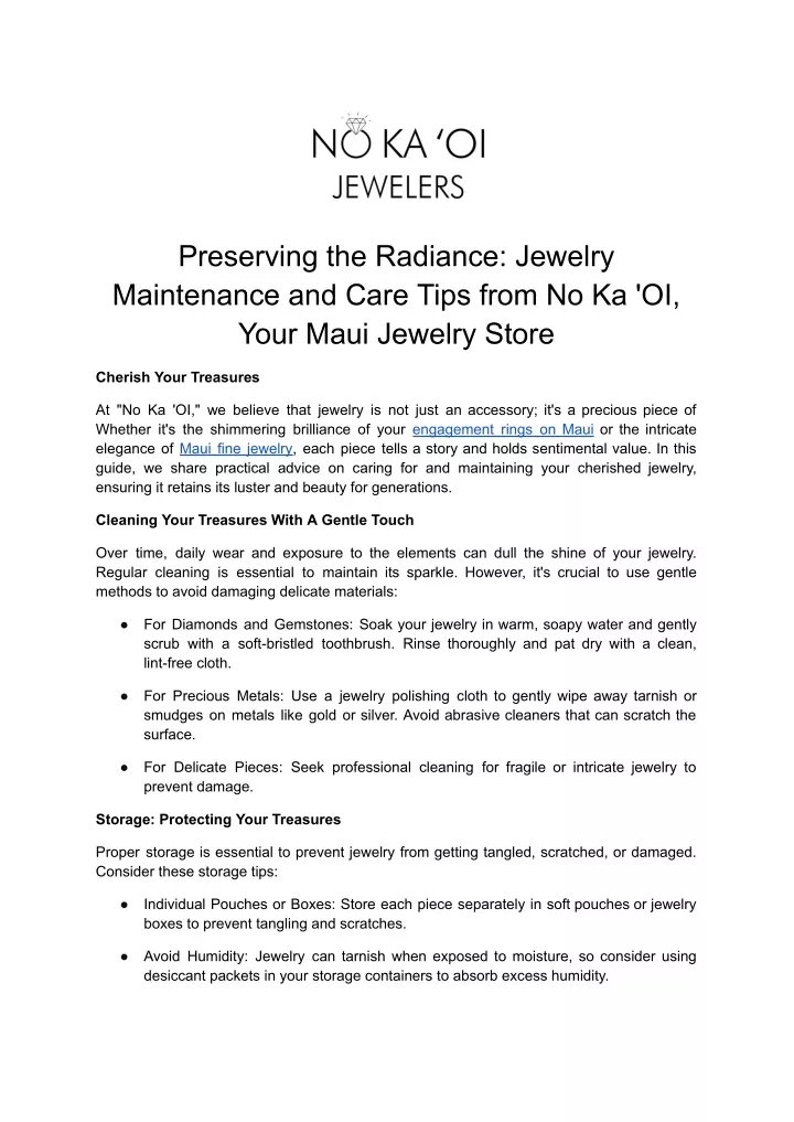 preserving the radiance jewelry maintenance