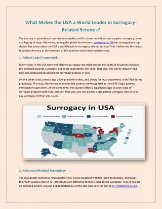 What Makes the USA a World Leader in Surrogacy-Related Services?
