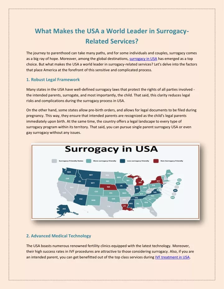 what makes the usa a world leader in surrogacy