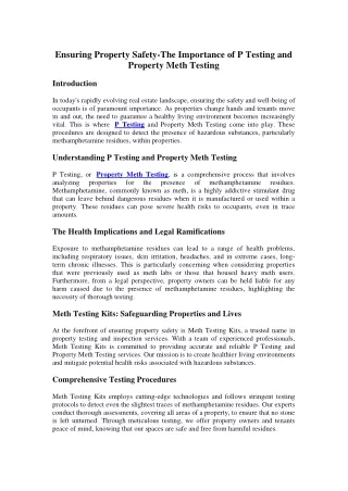 Ensuring Property Safety-The Importance of P Testing and Property Meth Testing