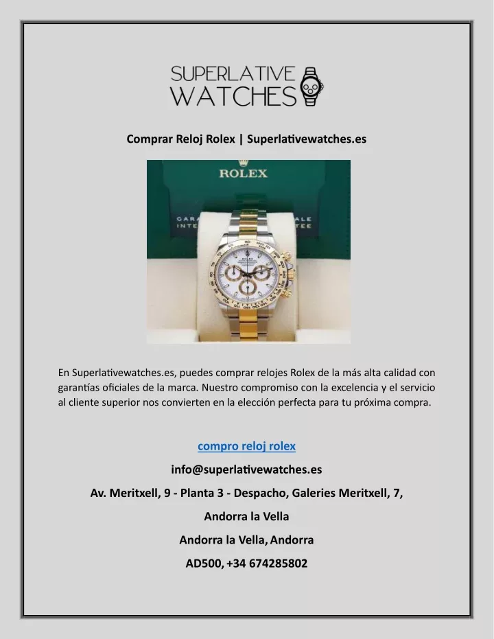 comprar reloj rolex superlativewatches es