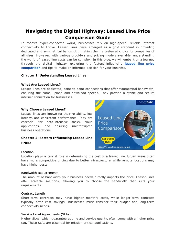 navigating the digital highway leased line price