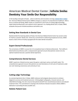 American Medical Dental Center : Infinite Smiles Dentistry Your Smile