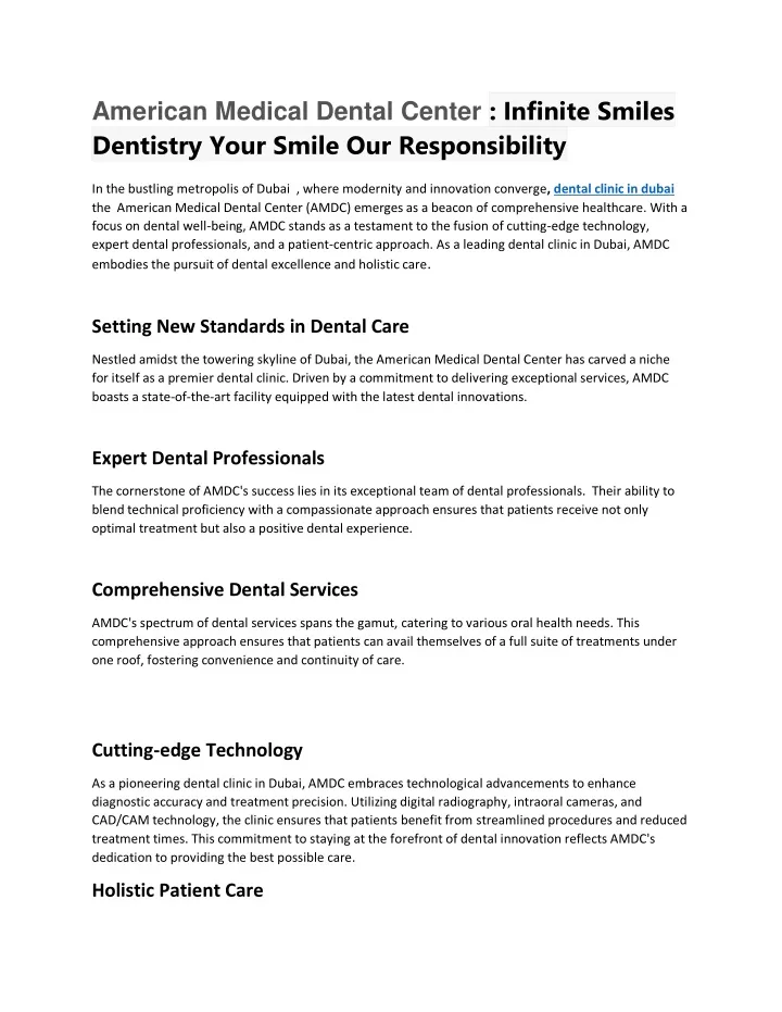 american medical dental center infinite smiles