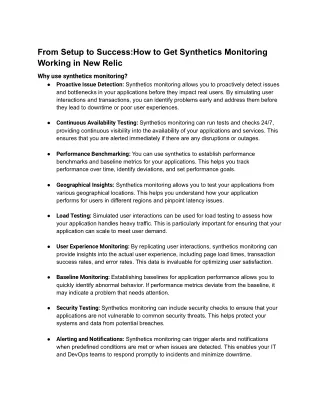 From Setup to Success:How to Get Synthetics Monitoring Working in New Relic