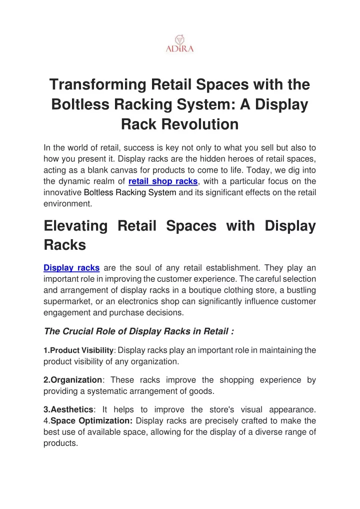 transforming retail spaces with the boltless