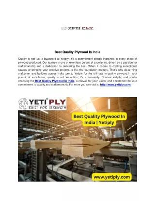 best quality plywood in india quality is not just