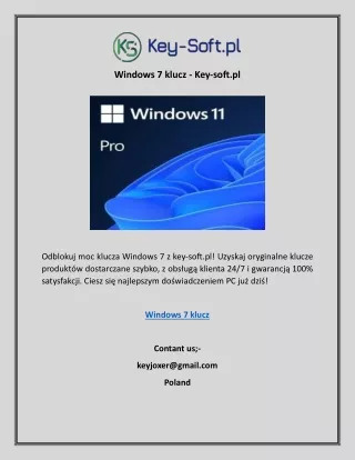 windows 7 klucz key soft pl