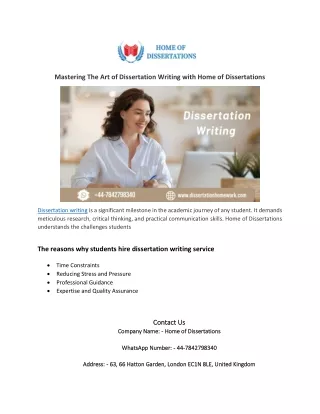 Mastering The Art of Dissertation Writing with Home of Dissertations