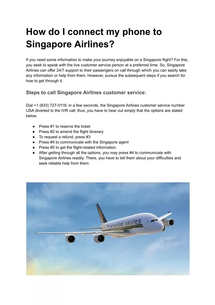 how do i connect my phone to singapore airlines