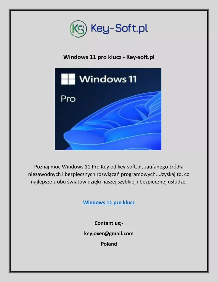 windows 11 pro klucz key soft pl