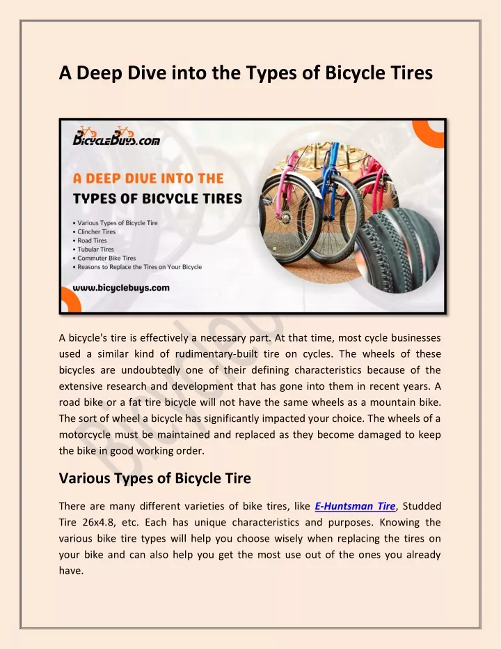 a deep dive into the types of bicycle tires