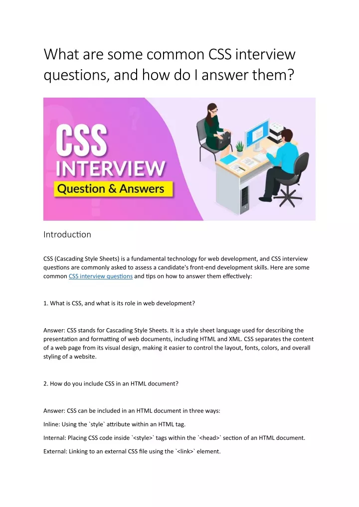 what are some common css interview questions