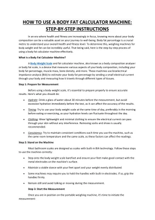 How to Use a Body Fat Calculator Machine Step-by-Step Instructions