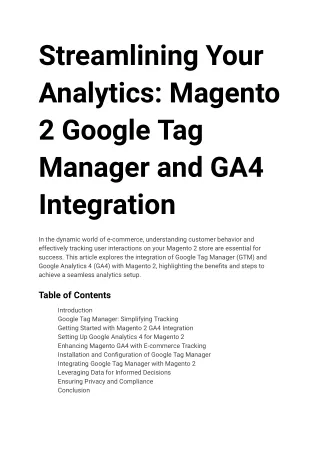 Streamlining Your Analytics: Magento 2 Google Tag Manager and GA4 Integration