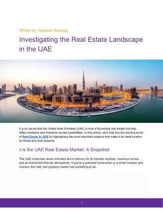 Investigating the Real Estate Landscape in the UAE