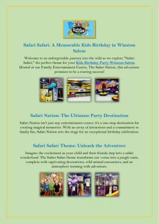 Kids Birthday Party Winston Salem-The Safari Nation