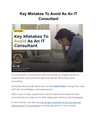 key mistakes to avoid as an it consultant