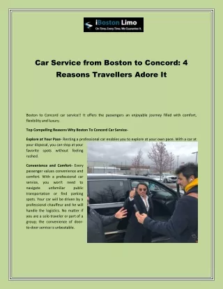 Car Service from Boston to Concord: 4 Reasons Travellers Adore It