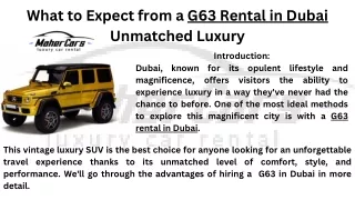 Cruising in Style: Your Ultimate Guide to G63 Rentals Dubai