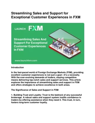 Streamlining Sales and Support for Exceptional Customer Experiences in FXM