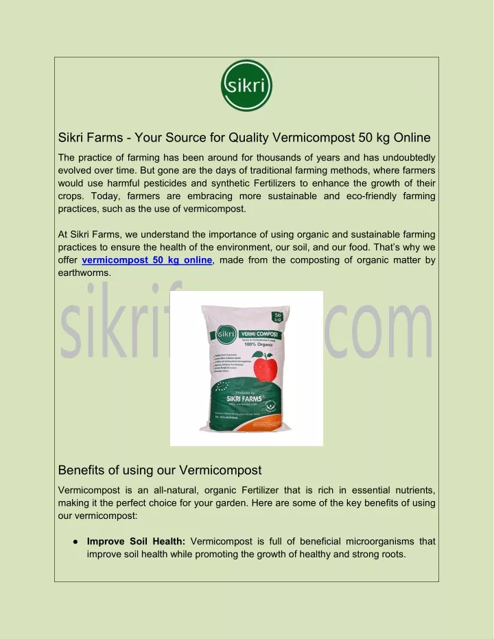 sikri farms your source for quality vermicompost
