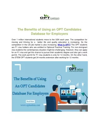 The benefits of using an OPT candidates database for employers